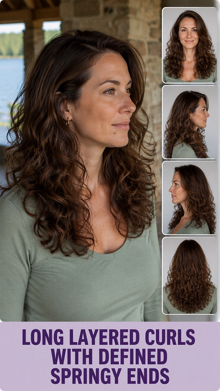 Long Layered Curls With Defined Springy Ends