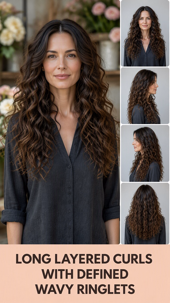 Long Layered Curls With Defined Wavy Ringlets