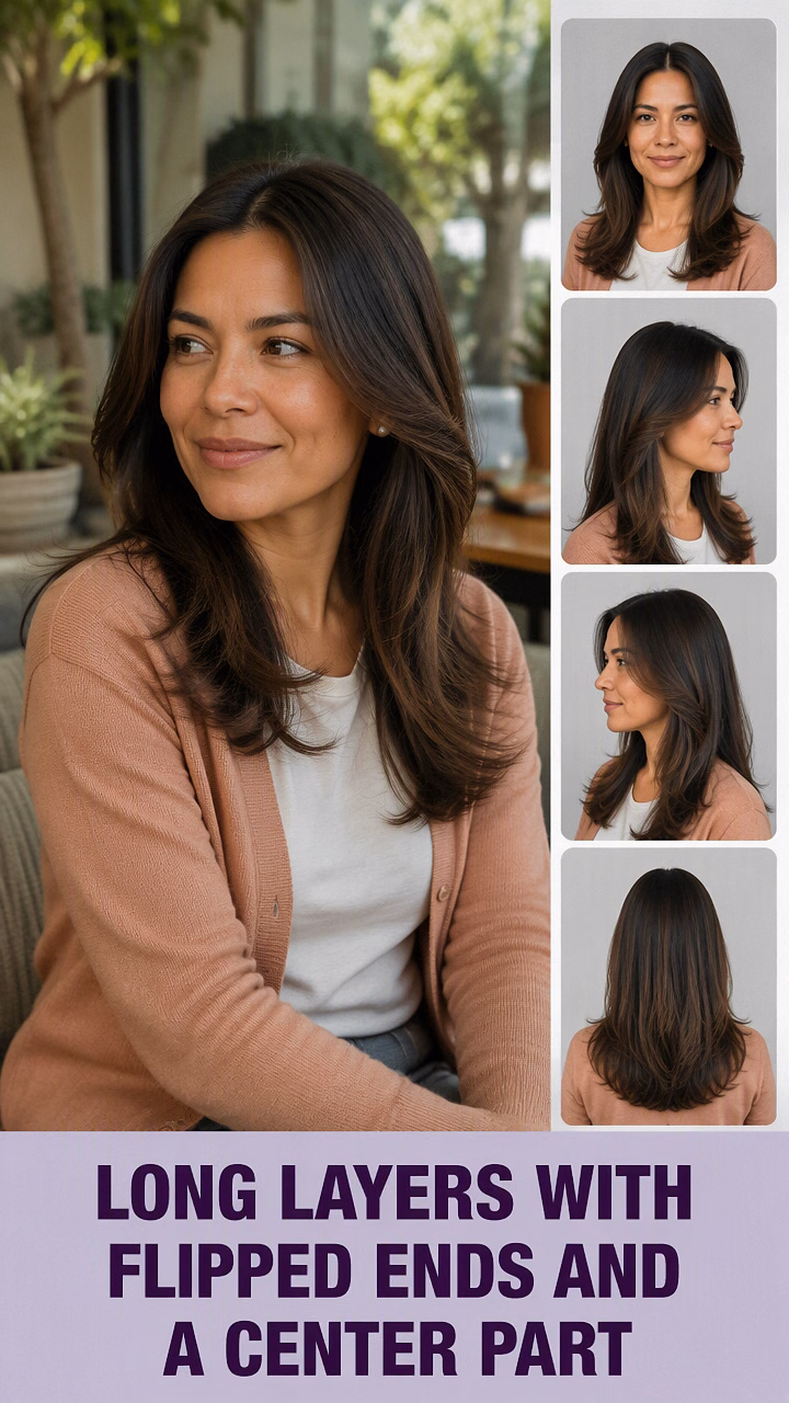 Long Layers With Flipped Ends And A Center Part