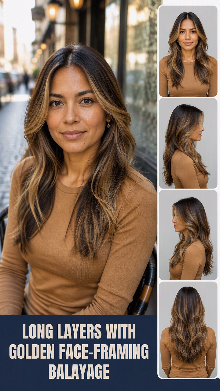 Long Layers With Golden Face-Framing Balayage