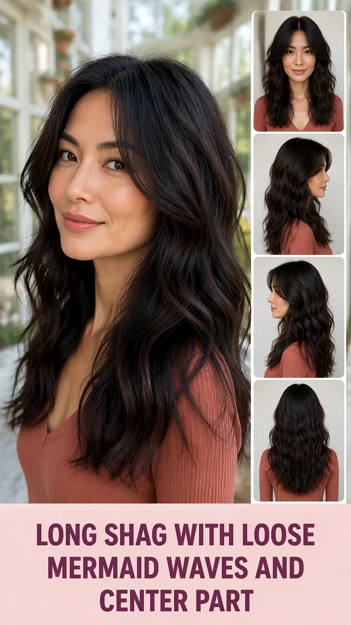 Long Shag With Loose Mermaid Waves And Center Part