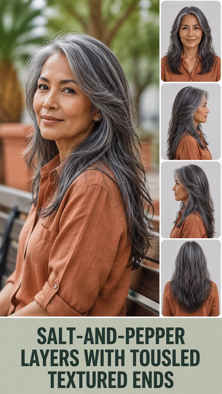 Salt-And-Pepper Layers With Tousled Textured Ends