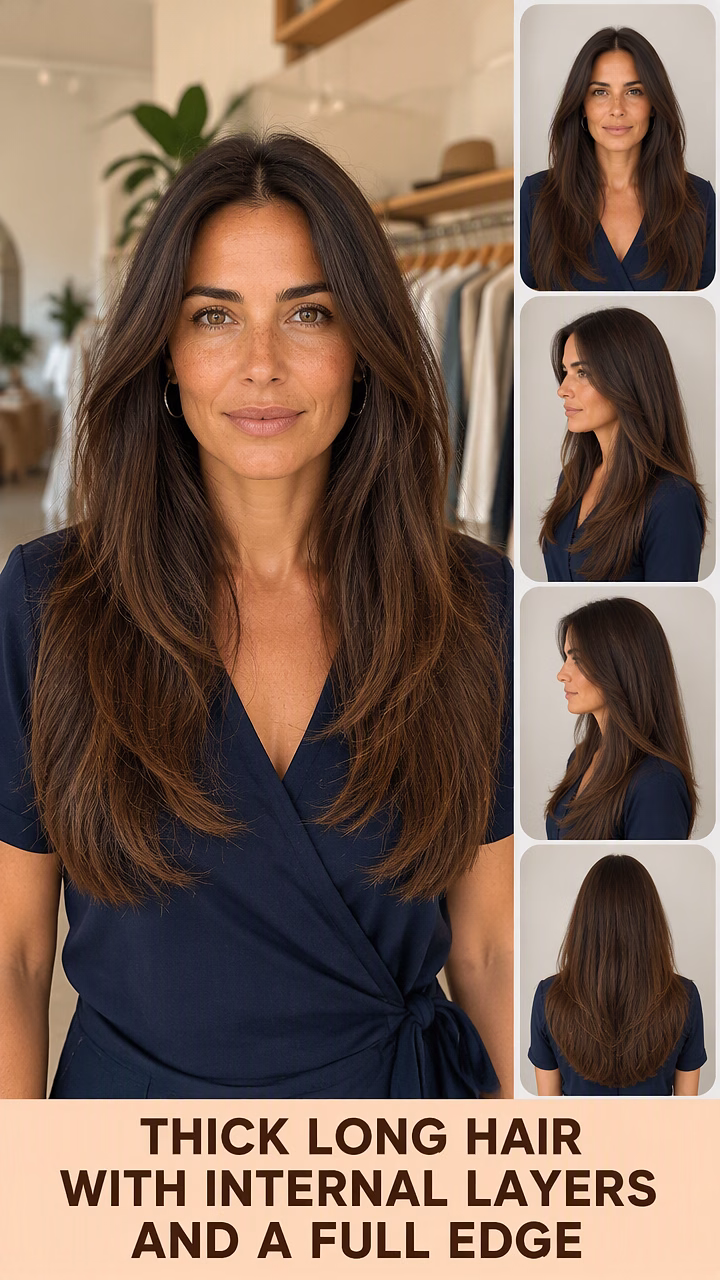 Thick Long Hair With Internal Layers And A Full Edge