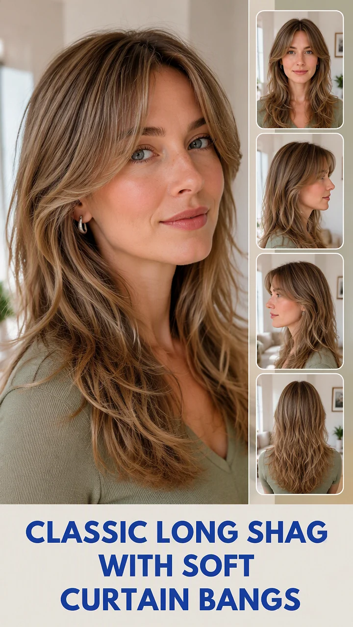Classic Long Shag With Soft Curtain Bangs