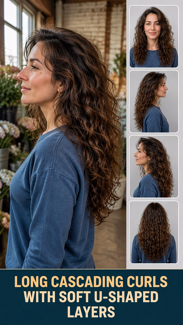 Long Cascading Curls With Soft U-Shaped Layers