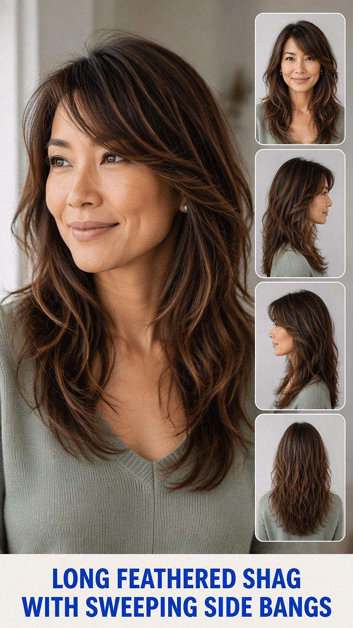 Long Feathered Shag With Sweeping Side Bangs