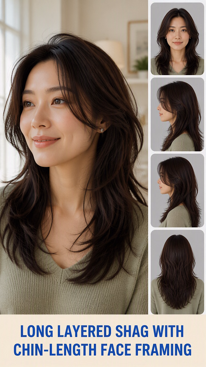 Long Layered Shag With Chin-Length Face Framing