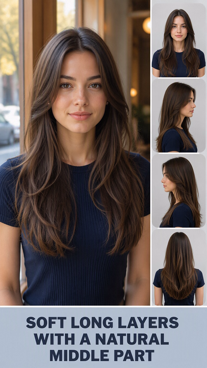 Soft Long Layers With A Natural Middle Part