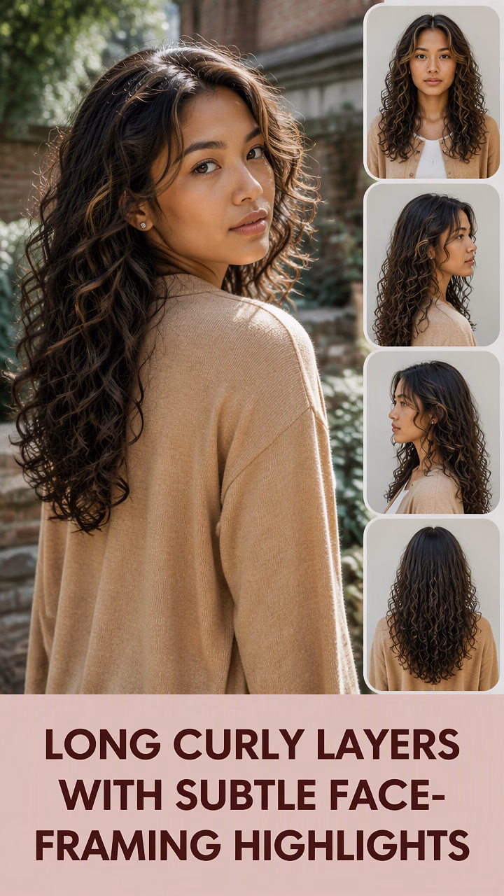 Long Curly Layers With Subtle Face-Framing Highlights