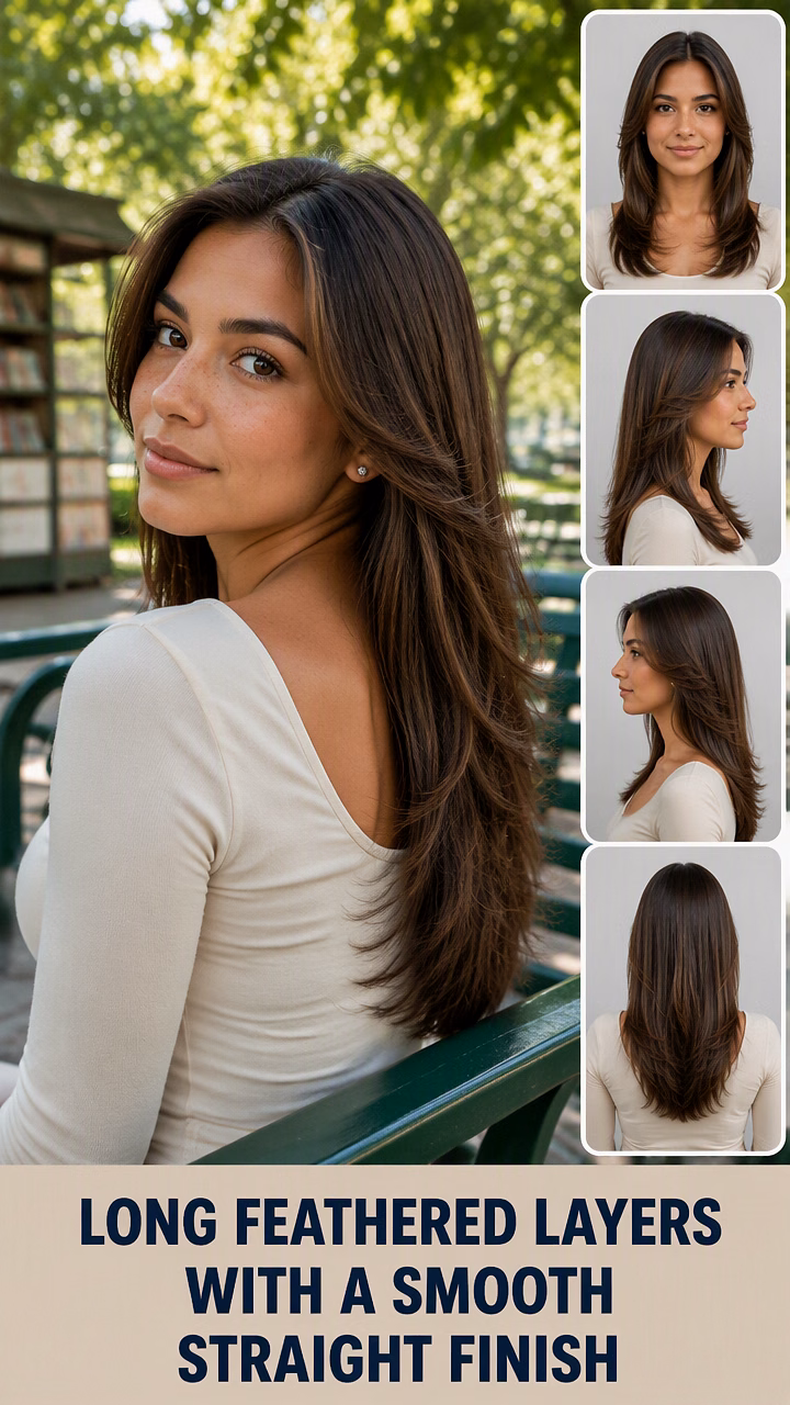 Long Feathered Layers With A Smooth Straight Finish