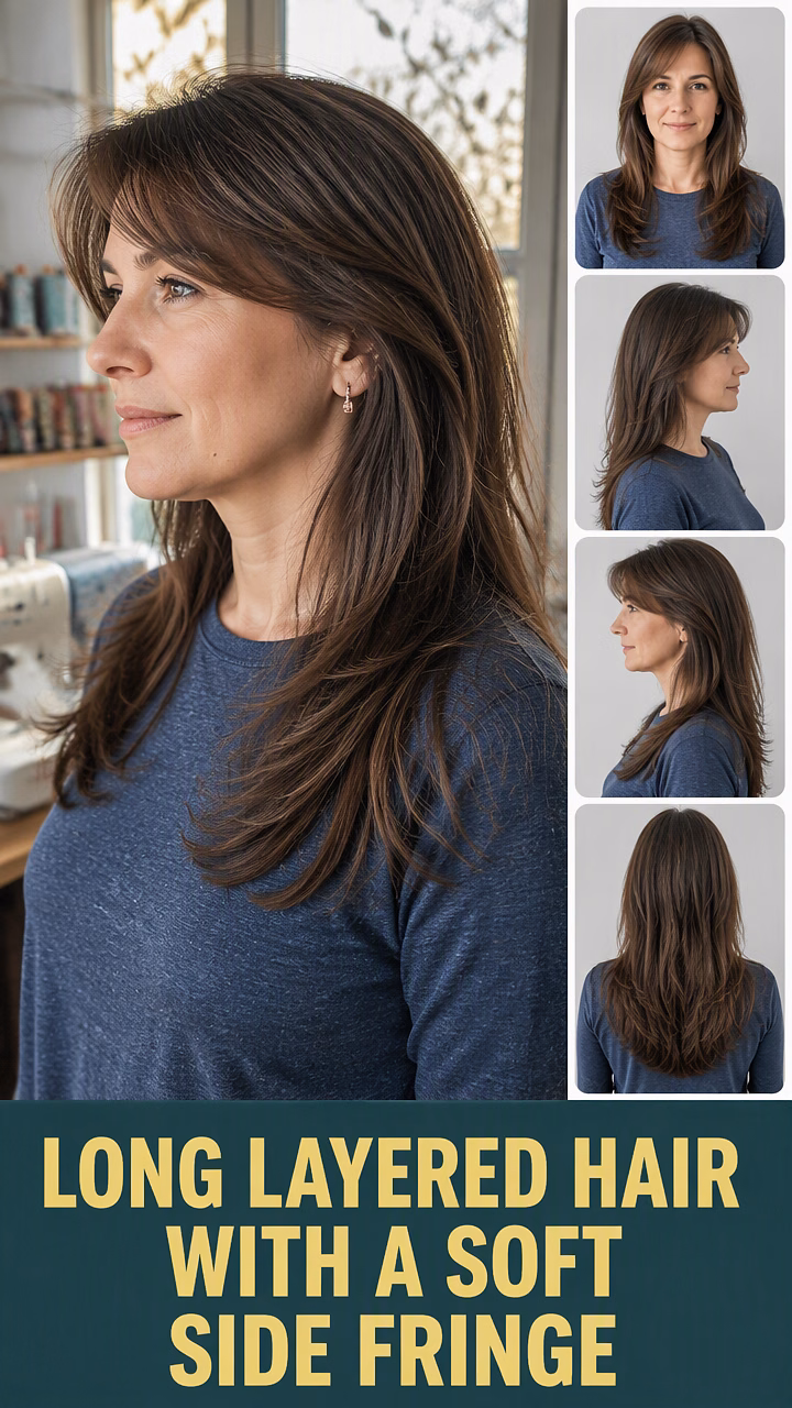 Long Layered Hair With A Soft Side Fringe