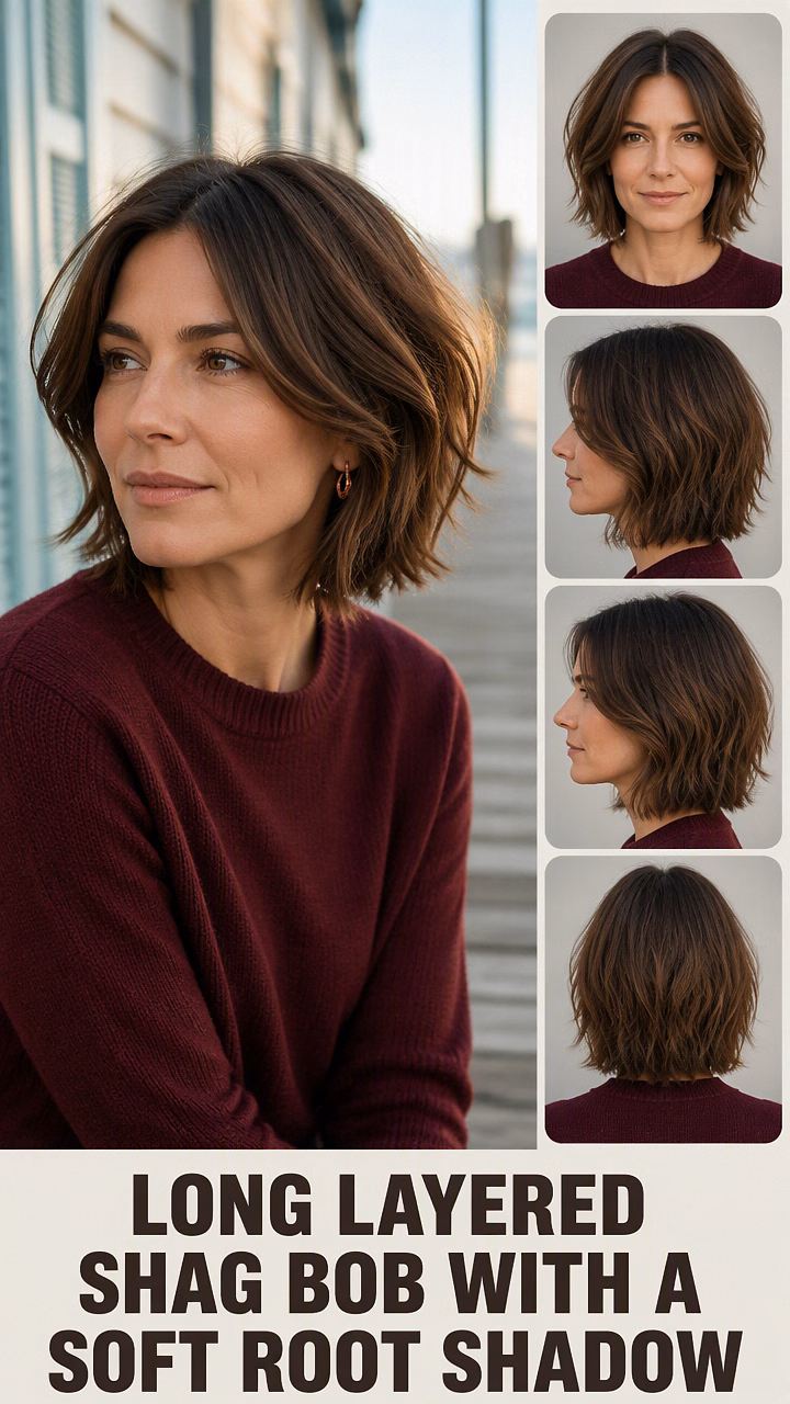 Long Layered Shag Bob With A Soft Root Shadow