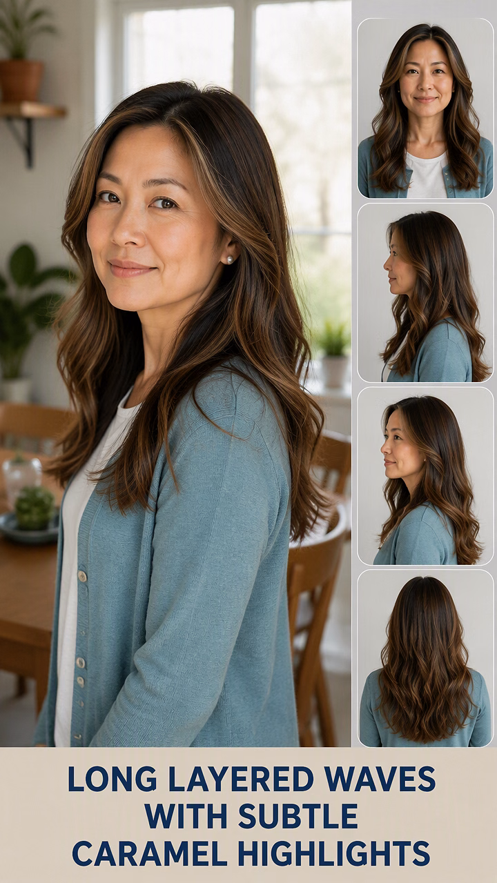 Long Layered Waves With Subtle Caramel Highlights