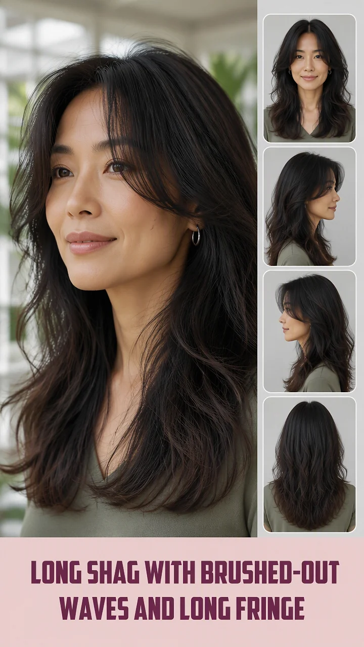 Long Shag With Brushed-Out Waves And Long Fringe