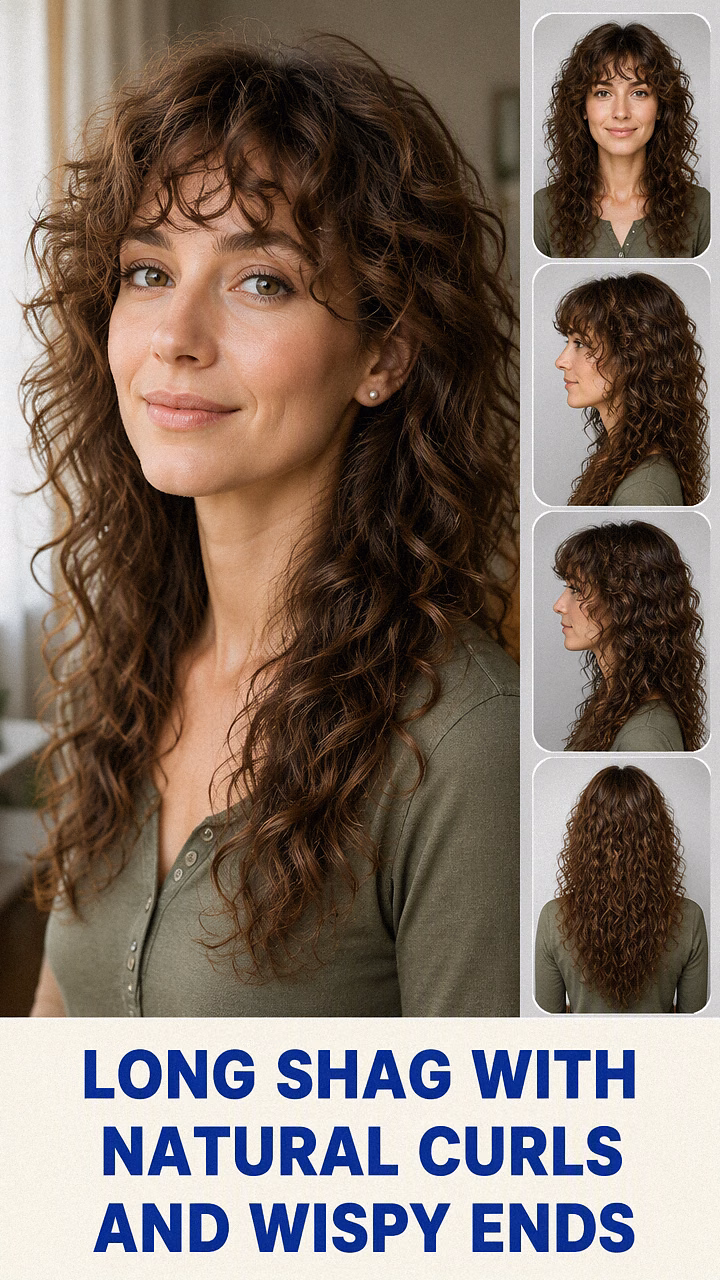 Long Shag With Natural Curls And Wispy Ends
