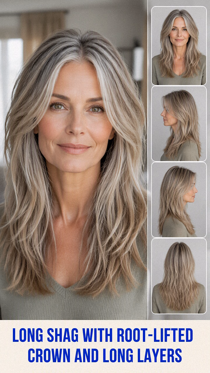 Long Shag With Root-Lifted Crown And Long Layers