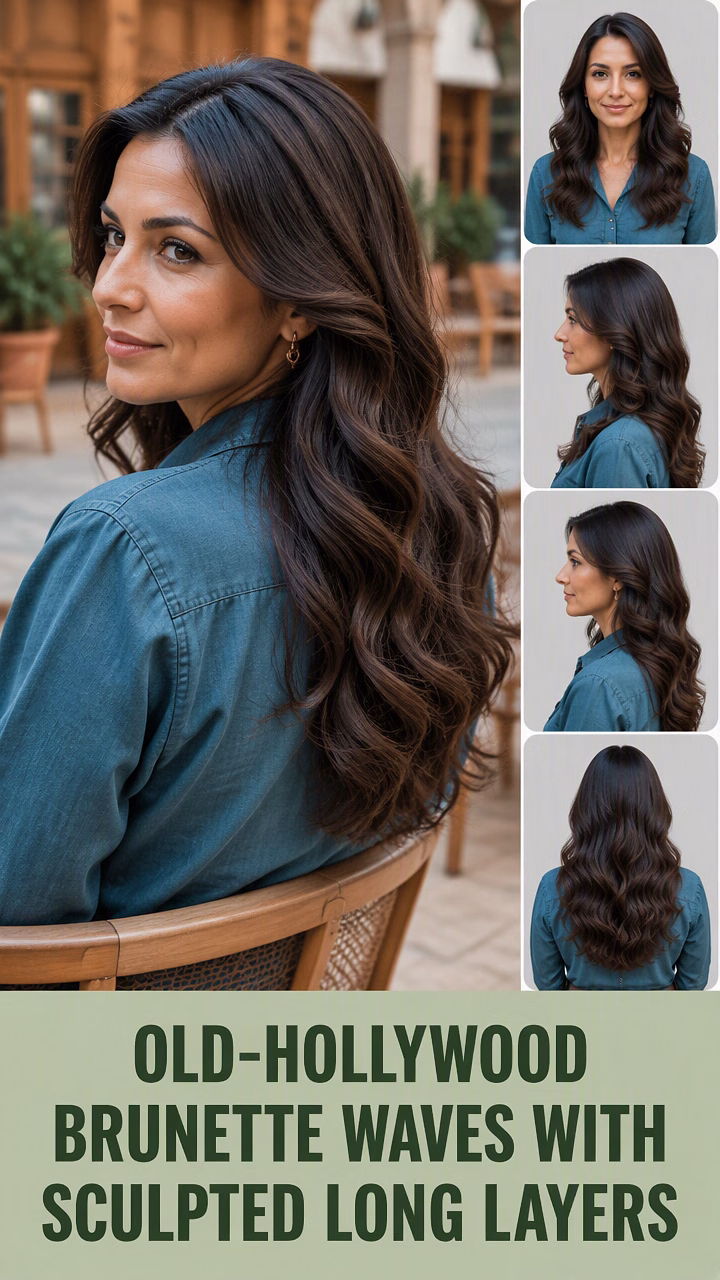 Old-Hollywood Brunette Waves With Sculpted Long Layers