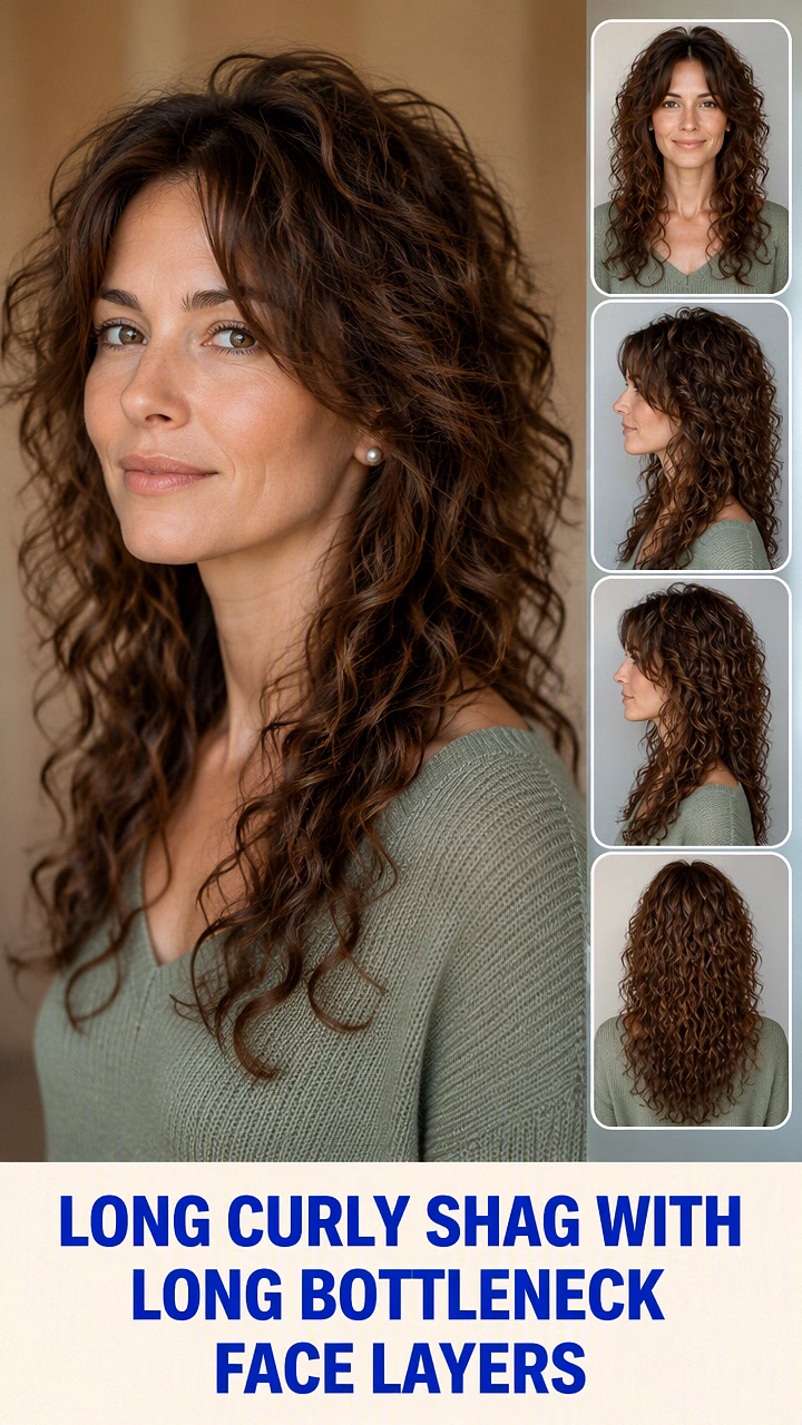 Long Curly Shag With Long Bottleneck Face Layers