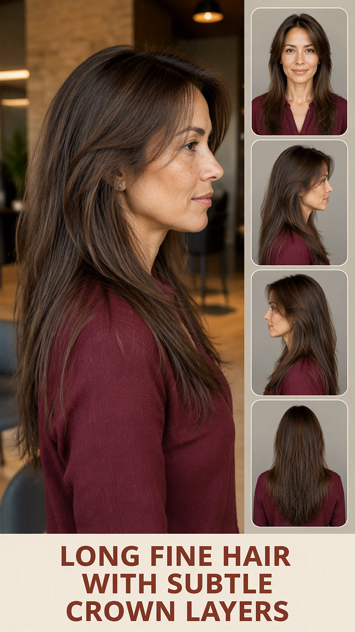 Long Fine Hair With Subtle Crown Layers