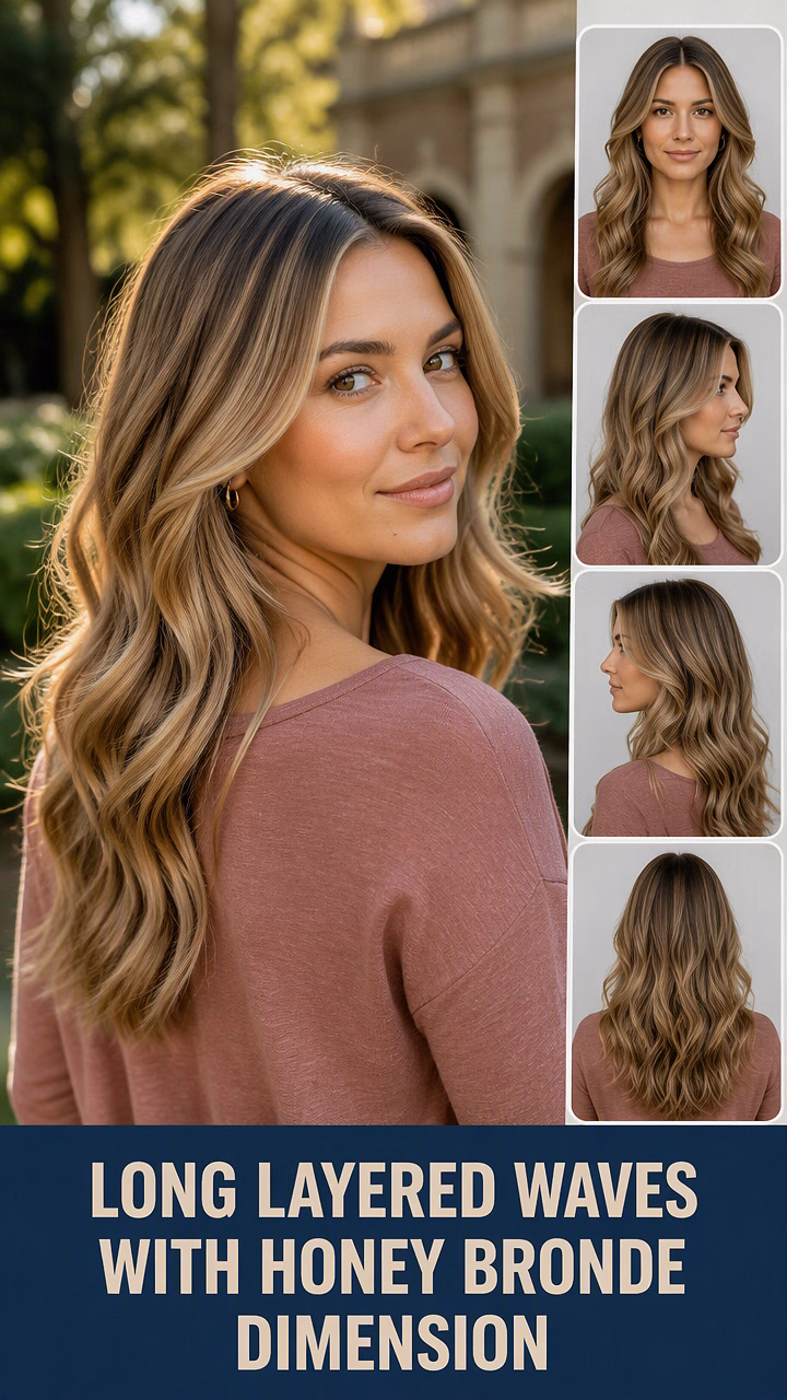 Long Layered Waves With Honey Bronde Dimension