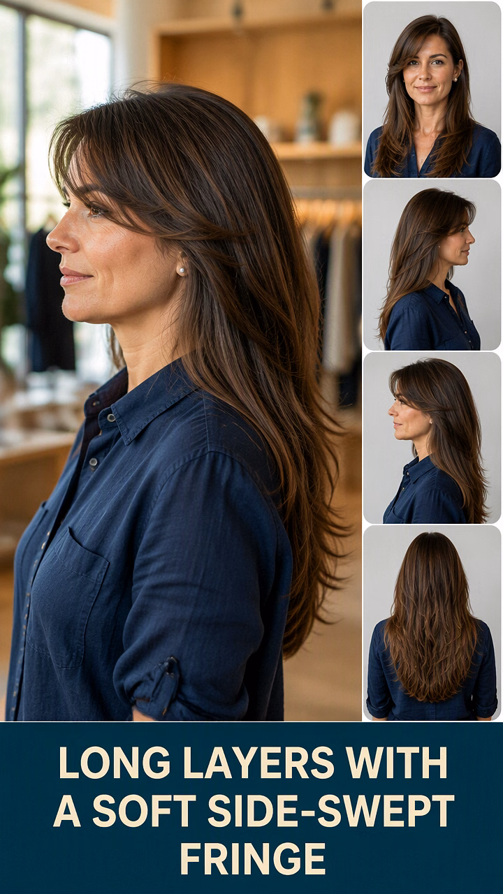 Long Layers With A Soft Side-Swept Fringe