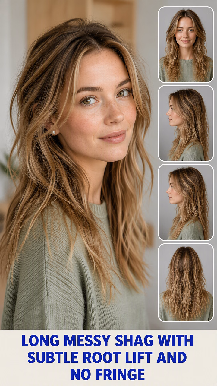 Long Messy Shag With Subtle Root Lift And No Fringe