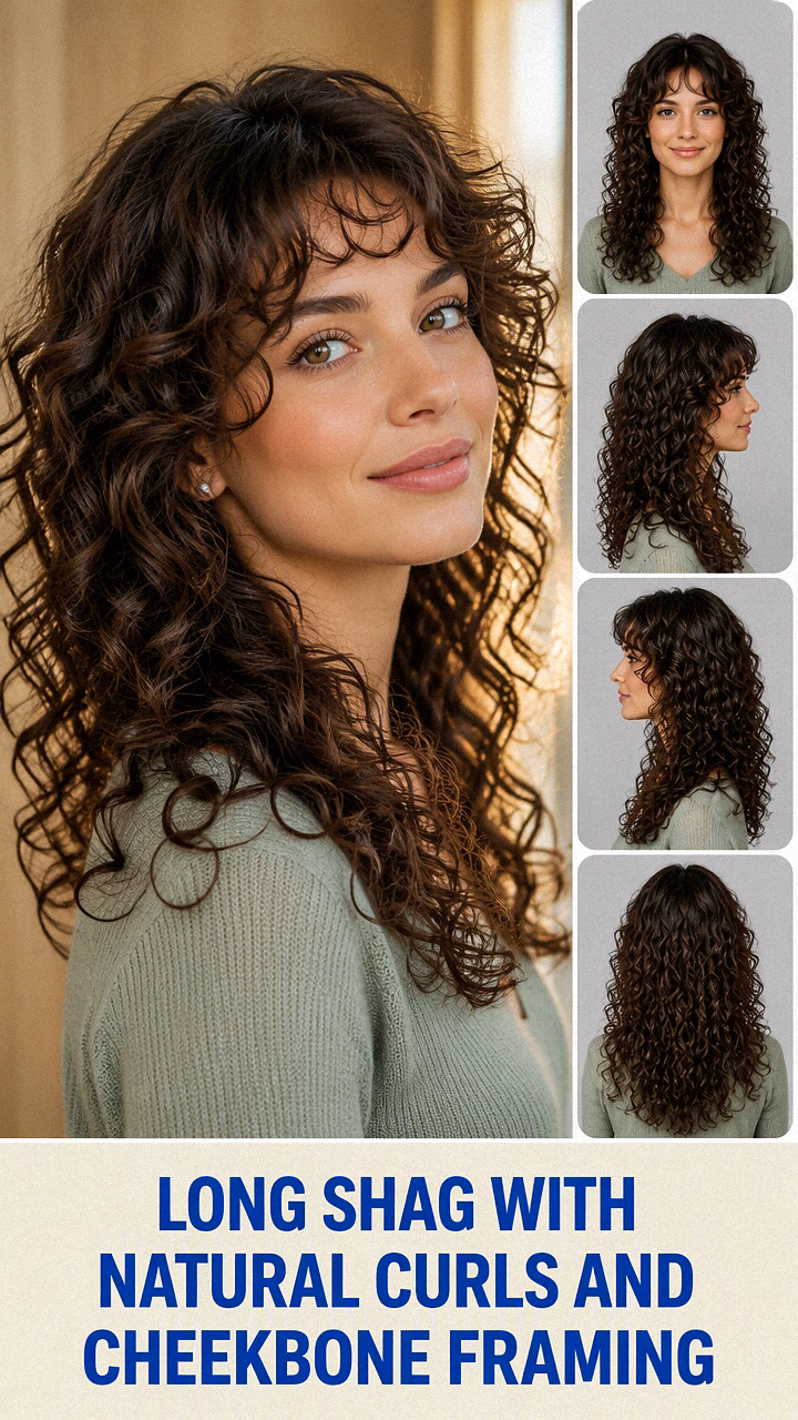 Long Shag With Natural Curls And Cheekbone Framing