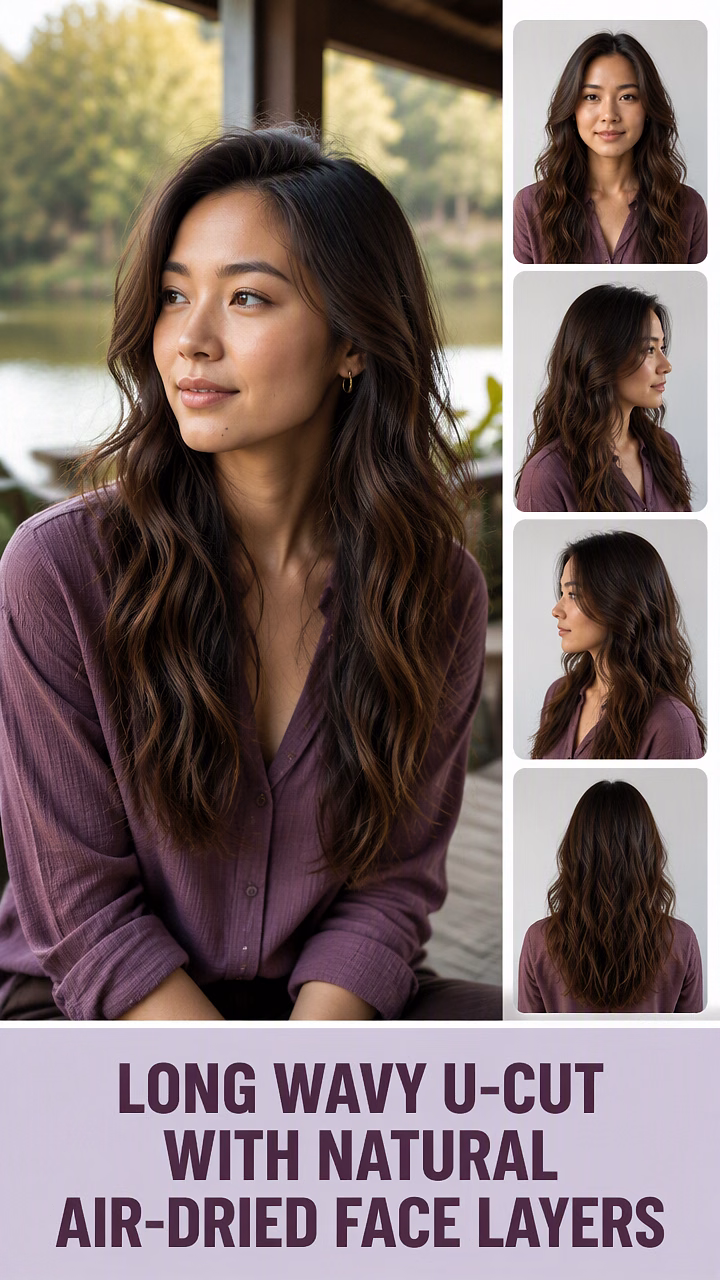Long Wavy U-Cut With Natural Air-Dried Face Layers