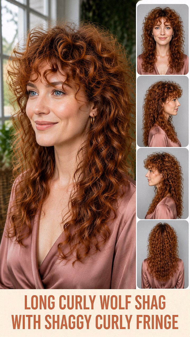 Long Curly Wolf Shag With Shaggy Curly Fringe