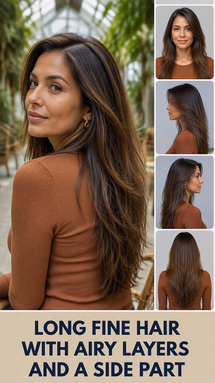 Long Fine Hair With Airy Layers And A Side Part
