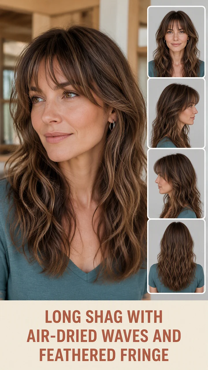 Long Shag With Air-Dried Waves And Feathered Fringe