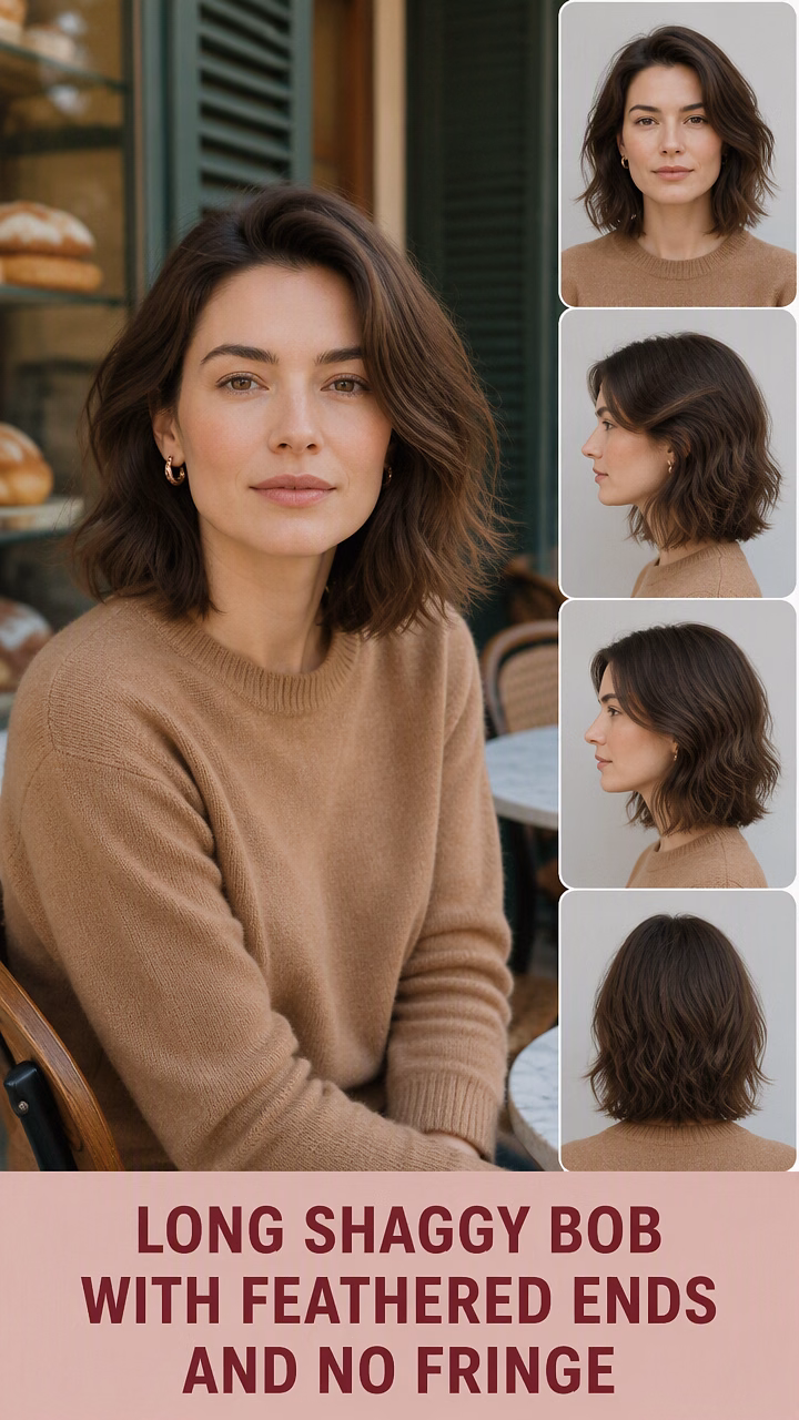 Long Shaggy Bob With Feathered Ends And No Fringe