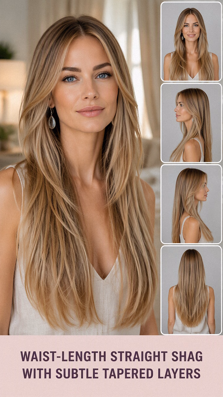 Waist-Length Straight Shag With Subtle Tapered Layers