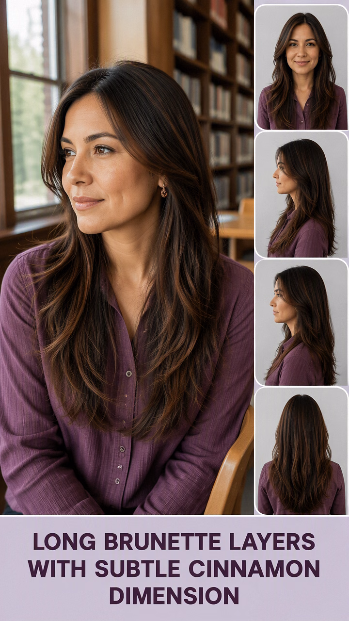 Long Brunette Layers With Subtle Cinnamon Dimension