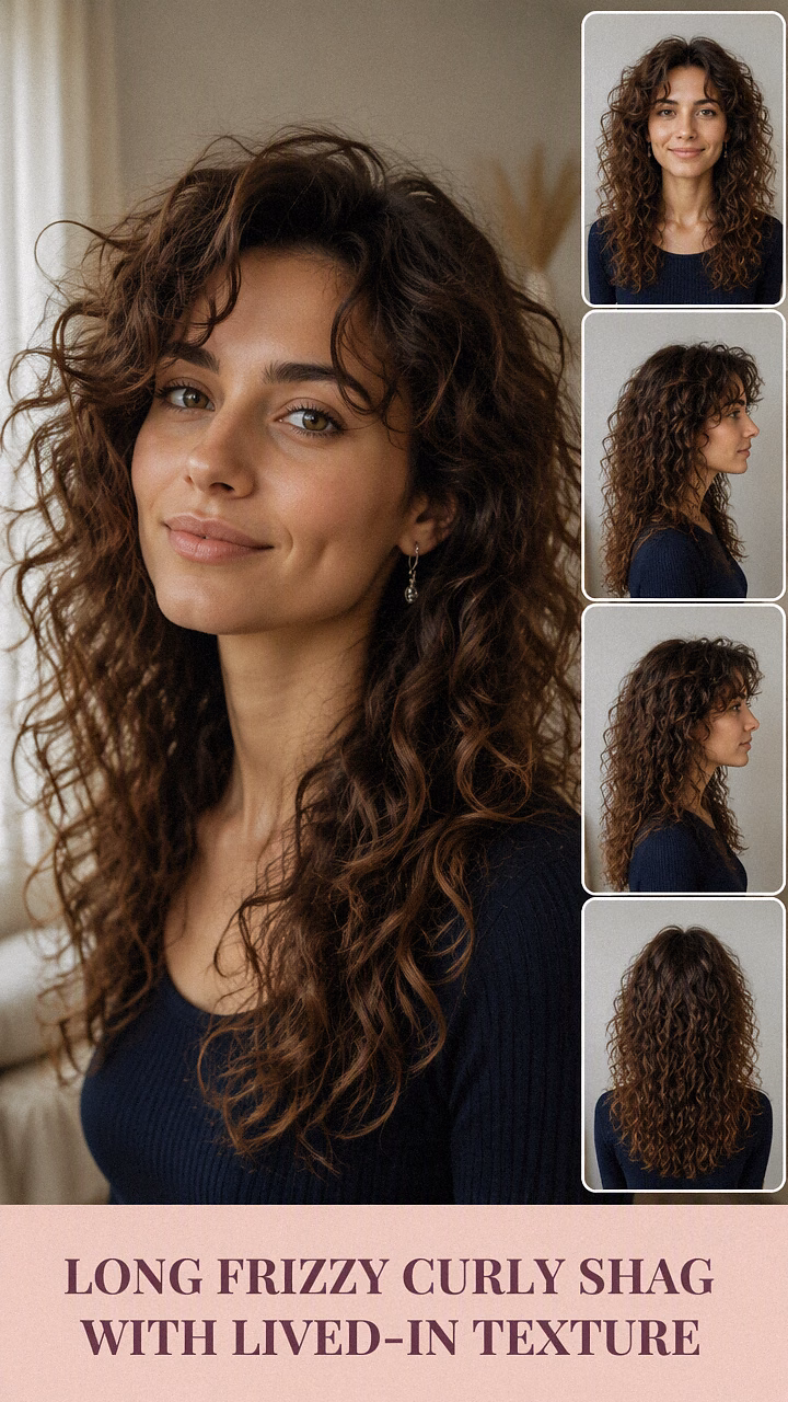 Long Frizzy Curly Shag With Lived-In Texture