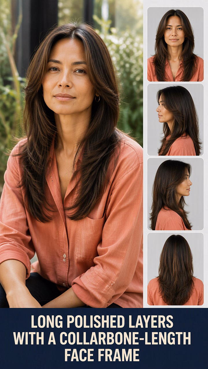 Long Polished Layers With a Collarbone-Length Face Frame