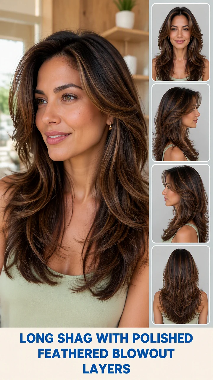 Long Shag With Polished Feathered Blowout Layers