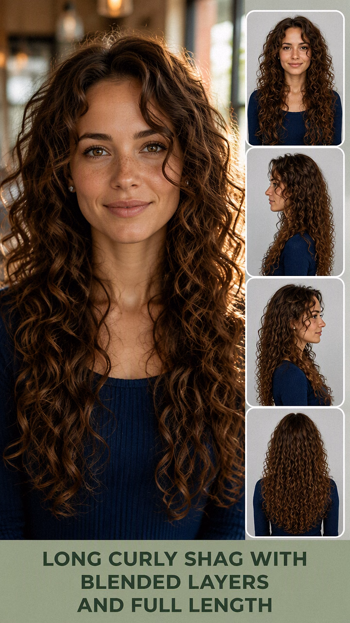 Long Curly Shag With Blended Layers And Full Length