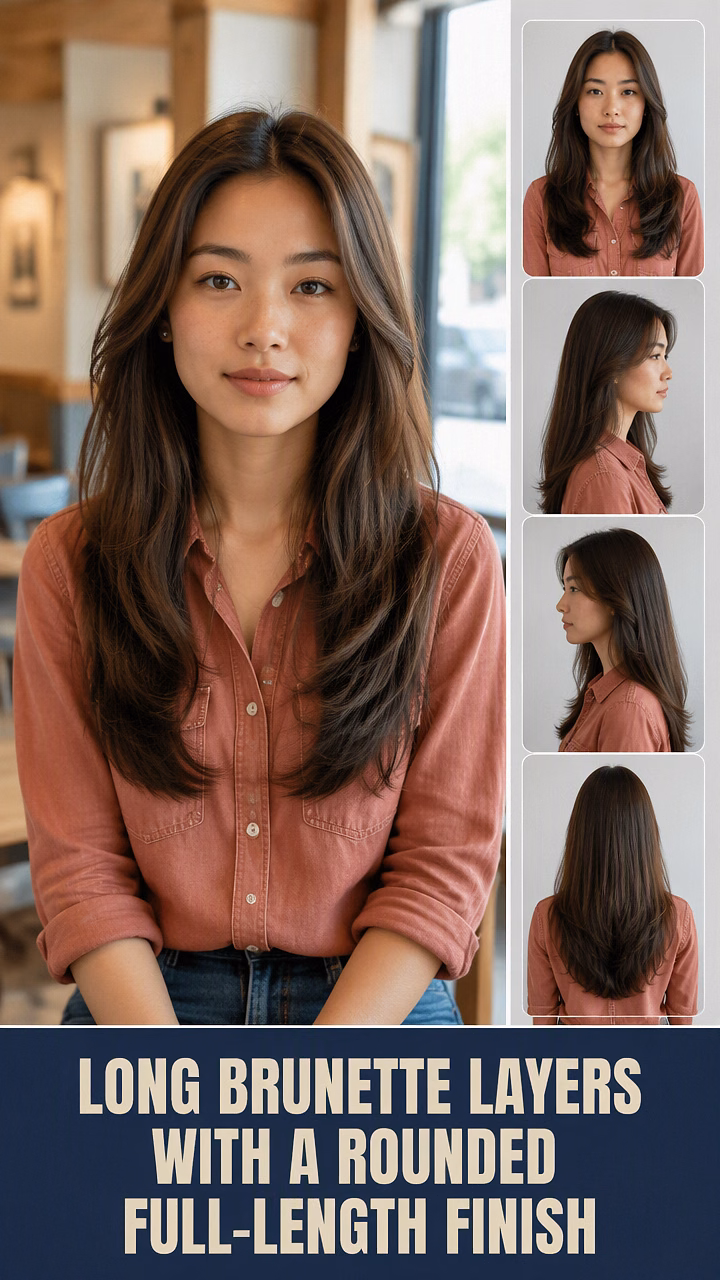 Long Brunette Layers With A Rounded Full-Length Finish