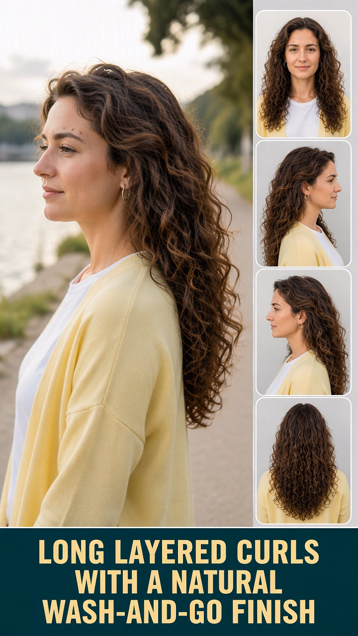 Long Layered Curls With a Natural Wash-And-Go Finish