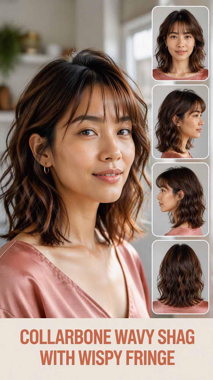 Collarbone Wavy Shag With Wispy Fringe
