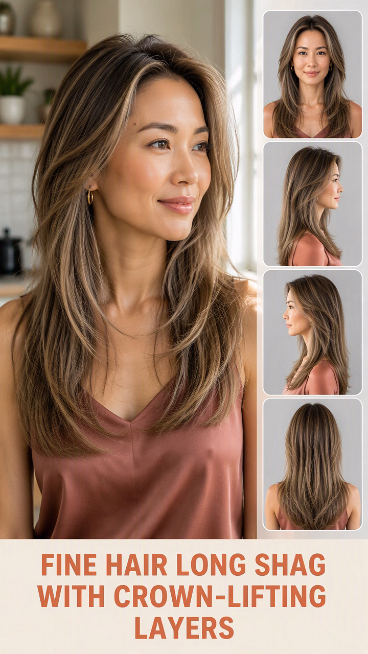Fine Hair Long Shag With Crown-Lifting Layers