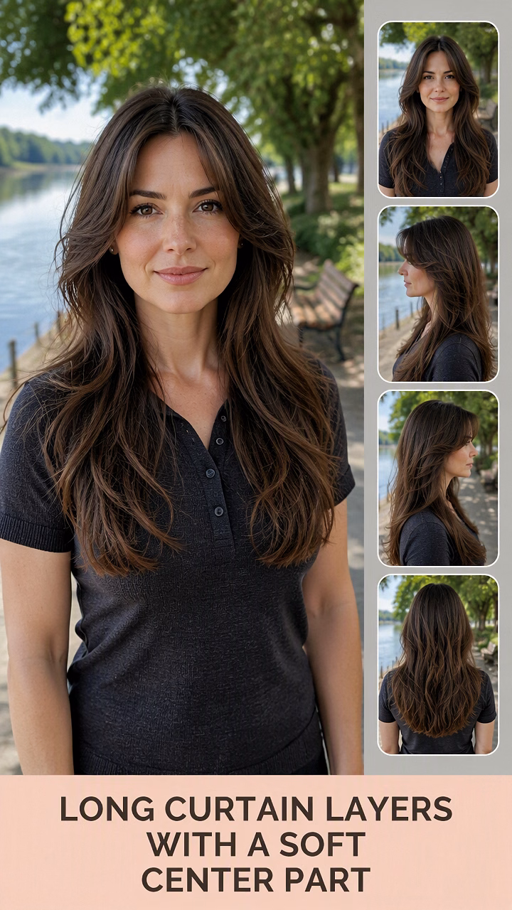 Long Curtain Layers With A Soft Center Part