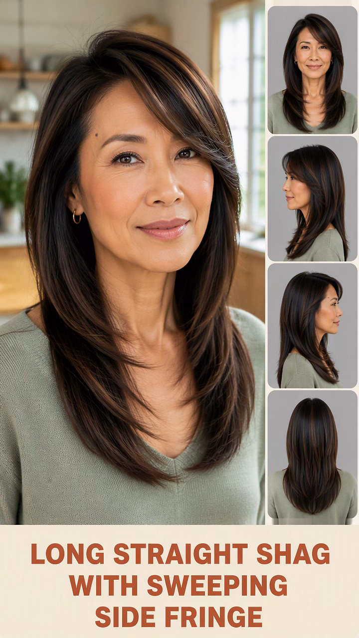 Long Straight Shag With Sweeping Side Fringe
