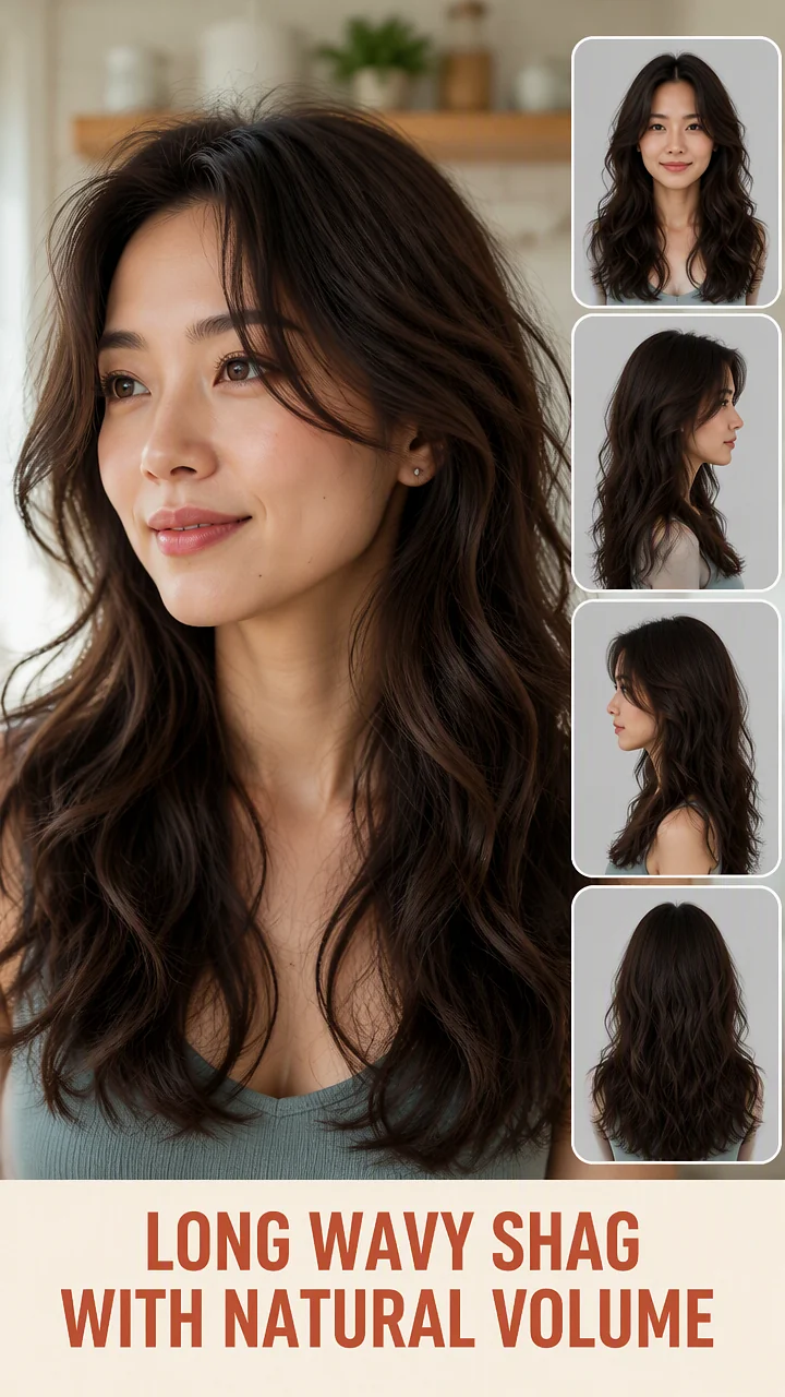 Long Wavy Shag With Natural Volume