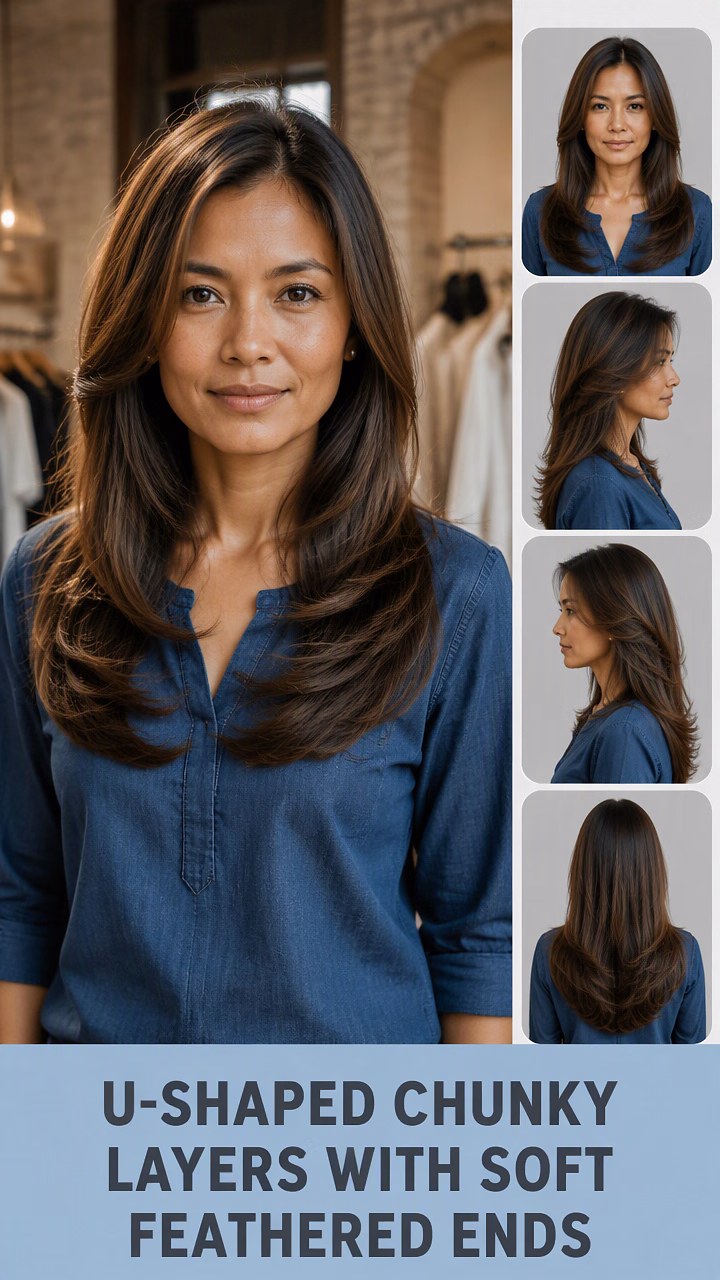 U-Shaped Chunky Layers With Soft Feathered Ends