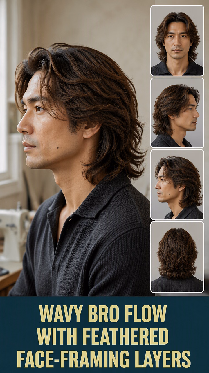Wavy Bro Flow With Feathered Face-Framing Layers