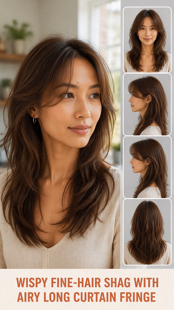Wispy Fine-Hair Shag With Airy Long Curtain Fringe