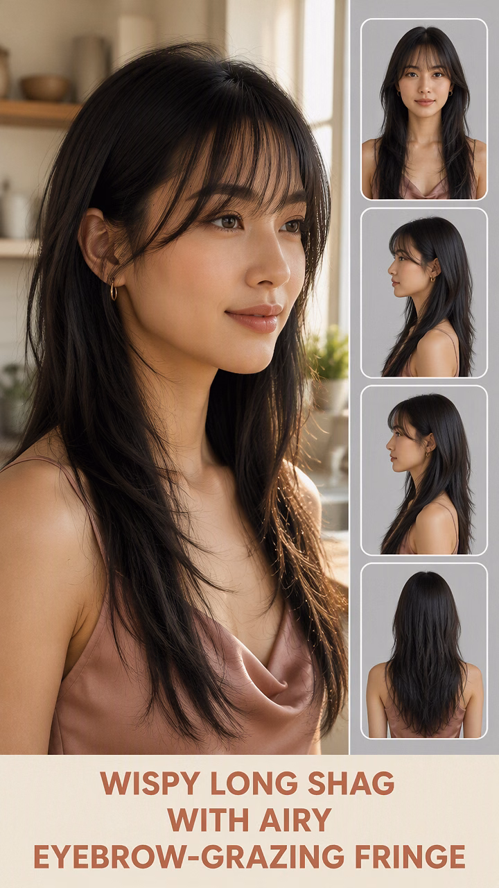 Wispy Long Shag With Airy Eyebrow-Grazing Fringe