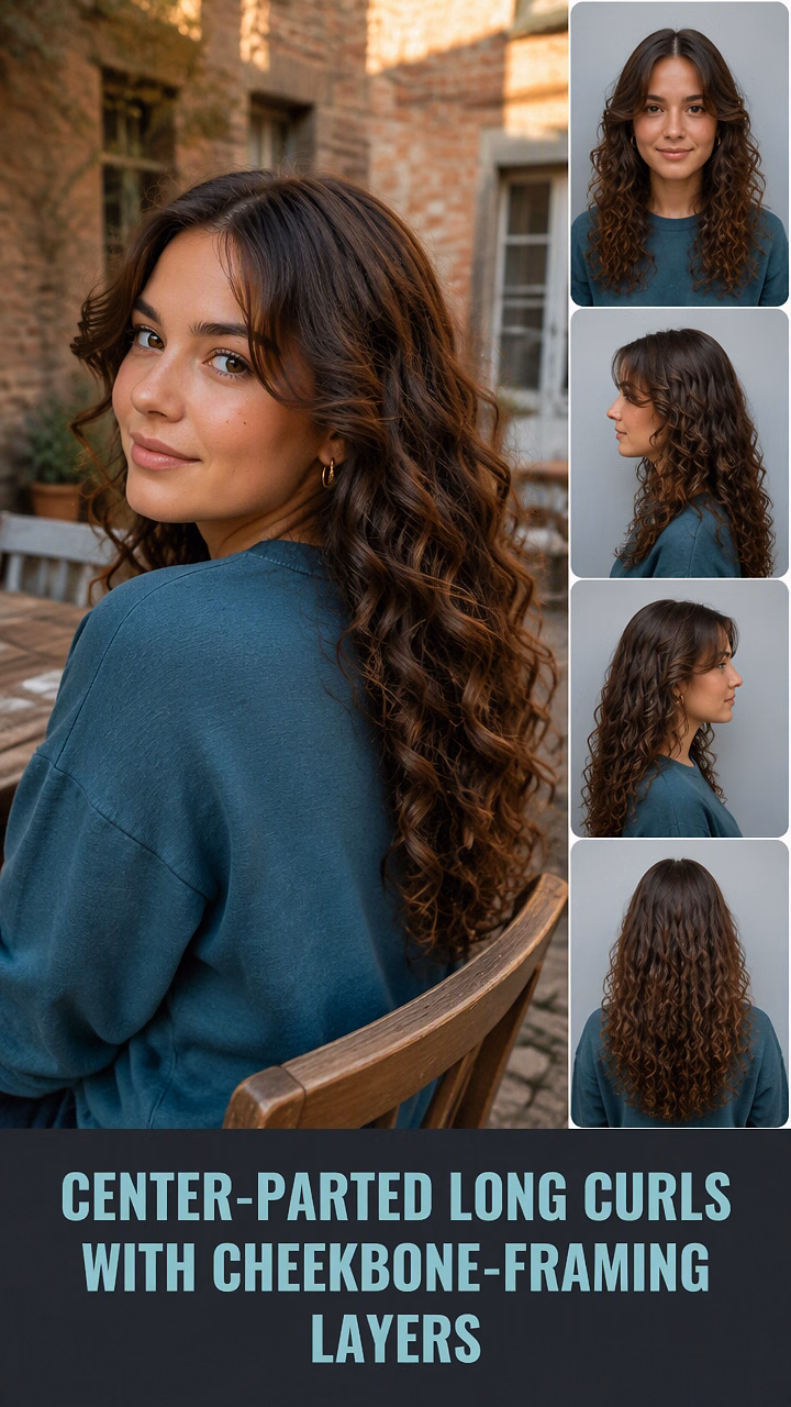 Center-Parted Long Curls With Cheekbone-Framing Layers